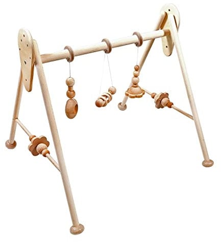 Hess Holzspielzeug 20042 - Spielgerät aus Holz, Nature Serie, für Babys, handgefertigter Spiel-Bogen mit Formen und Figuren, ca. 62 x 57 x 54,5 cm groß