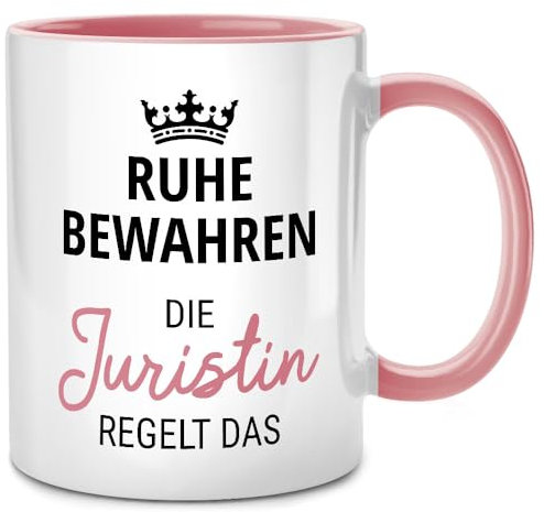 Seness Ruhe bewahren die Juristin regelt das Tasse, Anwältin Tasse, Anwalt Geschenk, Jura Studium, lustige Juristen Geschenke für Anwälte, Jurist Jurastudenten, Abschied Kollegin Kollegen Kaffeetasse