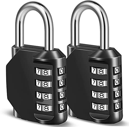 MERCURYAL Candado Combinacion - Candado Taquilla - Candados Seguridad 4 Dígitos - 1/2 UDS en Color Negro - Candado Maleta, Gimnasio, Cajones, Gym (2 Unidades, Negro)