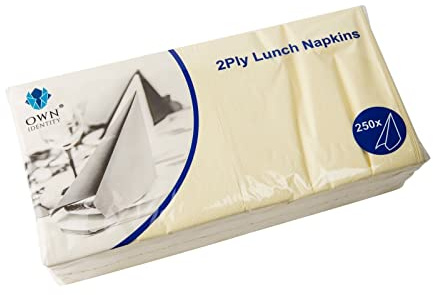 We Can Source It Ltd – Buttermilk/Cream 33cm 2-Ply Lunch Napkins – Absorbent Paper Napkins with 4-Fold Square Design – Ideal for Catering, and Events – Strong and Disposable 500 Napkin (2 Pack)