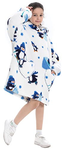 Ruiuzioong Kinder Übergroße Kapuzenpullover,Super Weich Warmes Bequeme Tragbare Decken Sweatshirt für Mädchen Jungen Teenager