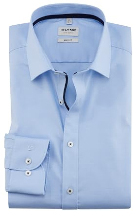OLYMP Herren Businesshemd Langarm Level.Five.Body.fit,Einfarbig,Body fit,New York Kent-2,bleu 11,42