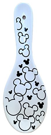 Disney Mickey and Minnie Mouse - Cucharas de cerámica, 9 pulgadas (negro y blanco)