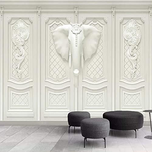 Papier Peint Mural Pour Chambre À Coucher Éléphant Animal En Relief 3D Wall Sticker Art Peintures Murales Étanche Diy Décoration Murale Pour Chambre Salon Salle De Classe Bureaux Déco 140(L)x70(H) cm