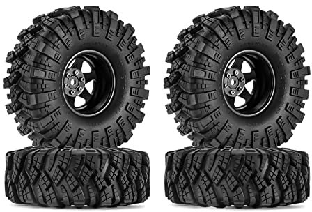 INJORA 1.9 Schlamm Reifen Sat Offset -8.9mm Beadlock Felge für 1/10 RC Crawler Auto Axial SCX10 90046 UTB18 TRX4,Schwarz
