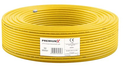 Premium X 50m CAT 7A Netzwerkkabel Simplex LAN-Kabel Verlegekabel Ethernet Kupfer Datenkabel AWG 23 S/FTP PiMF PoE Eca Cat7A 1200 MHz Installationskabel Halogenfrei