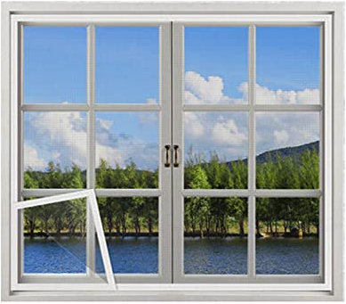 Finestra di zanzariera, finestra di zanzariera 120x140cm (47.2x55.1in) senza perforazione finestra di montaggio adesivo per balcone cancello bianco