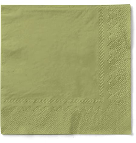 MANK Serviette in OLIV aus 3-lagigem Tissue, 40x40 cm, 1/4 Falz, 100 Stück, elegante Papierservietten für Hochzeit, Party, Gastronomie, Restaurant, Events