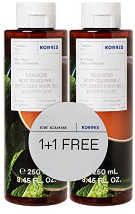 Korres Mint Tea Body Cleanser, Shower Gel Duo, 250 ml 1+1