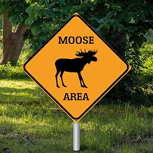 Yelolyio Moose Area Vintage Home Dekorative Schilder Tiere Aluminium Schild Elch Tier Liebhaber Lustige Aluminium Kunst Schilder Vorsicht Straßenschild 30,5 x 30,5 cm Tierschild für Straße