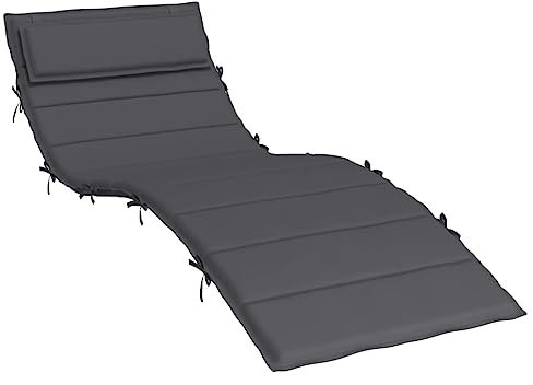 Tidyard Sonnenliegen-Auflage Sonnenliegen-Kissen Liegenauflage Polsterauflage Gartenliege Liegestuhl Liege Polster Kissen Auflagen Gartendekor Gartenliege Polster Anthrazit 180x60x3 cm Oxford-Gewebe