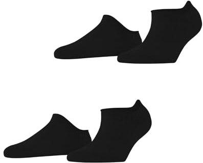 ESPRIT Damen Sneakersocken Easy Rib Multipack W Sn Baumwolle kurz einfarbig 2 Paar, Mehrfarbig Schwarz 0050, 35-38