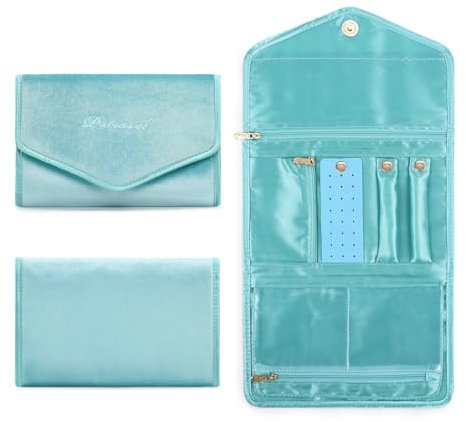 Dizdvizd Schmuckrollen, Vintage Druck Reise Schmuck Organizer, Faltbare Lager Tasche für Reiseringe, Halsketten, Ohrringe, Armbänder, Uhren, Broschen