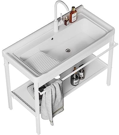 Lavandino con lavabo, per garage, lavanderia, giardino, include tubi dell'acqua e viti di montaggio, perfetto per balcone e bagno