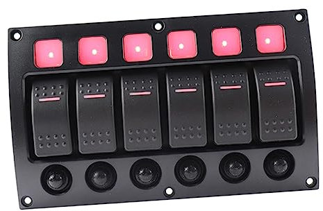 Gatuida 12v Wasserdichtes Gang Schaltpanel Mit -anzeige Und Sicherungen Für Auto Yacht Und LKW Rote Beleuchtung Schwarz