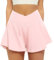 Friptspyg Hosenrock Damen Kurze Sporthose Damen Sport Shorts Kurz Laufshorts 2 in 1 mit Tasche V High Waist Sommer Stretch Tennis Shorts, Baby Rosa L