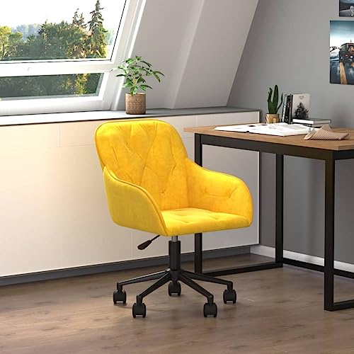 Tidyard Bürostuhl Ergonomisch, Schreibtischstuhl, Arbeitsstuhl mit Armlehnen, Chefsessel, Computerstuhl Drehbar Gelb Samt