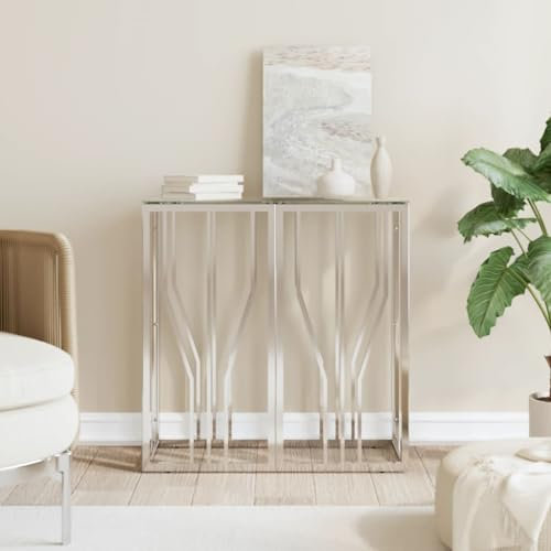 INLIFE Mesa consola 70 x 30 x 70 cm de acero inoxidable y cristal muebles, mesas (11,89 kg)