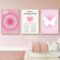 Viusneun 3er Set Rosa Farbverlauf Aura Nummer Wandbilder, Ästhetische Rosa Schmetterling Inspirierende Zitate Leinwand Bilder für Schlafsaal Teen Mädchen Zimmer Deko, Ohne Rahmen (30x40cm)