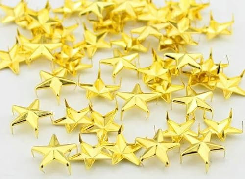 Pentagramme de 15mm, 100 pièces, couleurs acidulées, Rivets étoiles pour goujons avec griffes, accessoires pour tête de clou, or
