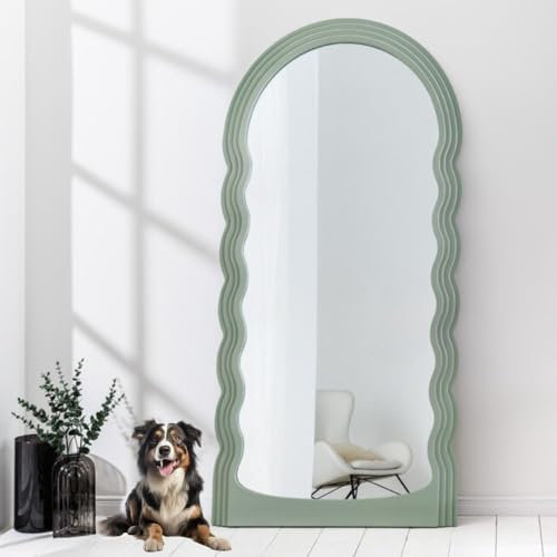 LEBENSwohnART Extravaganter Rundbogen Design Spiegel 160x80cm Formosa grün modern Wandspiegel