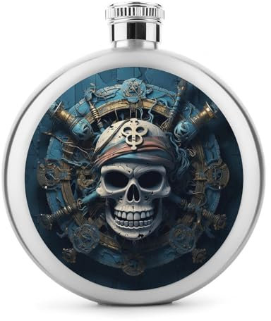 Flasque classique en acier inoxydable pour liqueur, motif squelette pirate, 140 ml