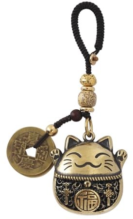 Mansiyuyee Porte-clés Dragon/Pi Xiu/Wu Lou en laiton avec pièces Feng Shui pour la richesse et la chance, porte-bonheur et pompon porte-bonheur