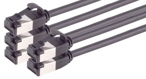 1aTTack.de 1m Cat 8.1 Lan Kabel Netzwerkkabel (5 Stück) Cat 8 Ethernet Kabel mit RJ45 Stecker Slim und dünn mit 40 Gbps Übertragungsrate Schwarz 1.0 Meter