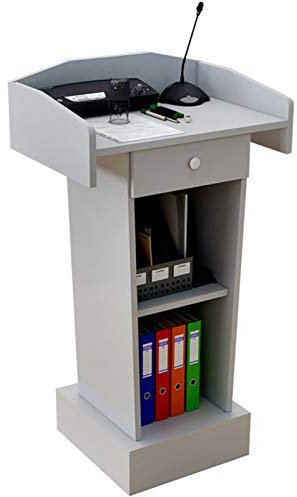 Stehpult, Bodenpodest, stabiles Standdesign, Lehrer-/Sprecher-/Vortrags-/Präsentationsständer für Klassenzimmer (Farbe: Grau, Größe: 60 x 40 x 110 cm)