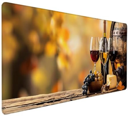 Mauspad mit Gelkissen, Memory Foam Mousepad Ergonomisches Wasserdicht Komfort Mausmatte mit Handgelenkpolster Handauflage für Alle Maus Offfice Heim Computer Laptop 700x300x3 mm Wein Glas 1-6