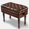QXGJTLI Klavierhocker, Klaviersitz mit Stauraum, höhenverstellbar, Doppelte Klavierbank, PU-Kissen, Höhe: 55–65 cm (braun)