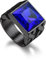 Bandmax Siegelring Keltisch Schwarzer Ring Edelstahl Ringe für Herren Bandring Blauer Größe 69mm Ring mit Stein 14MM breit Freundschaftsring Accessoires Schmuck Wikinger