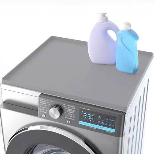 Waschmaschinenauflage Silikon, Anti Rutsch Matte für Trockner (Grau) | Anti-Tropf Waschmaschinenabdeckung & Top Protector. Wasserdichter Schutz für Küche & Waschküche. Maße: 60 x 40 cm