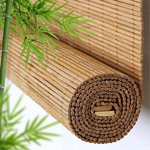 110x120cm Natural Bamboo Blinds Indoor Outdoor Garden Pergola Shades | Customizable Retro Bamboo Blinds Handwoven UV Protection Roll Up Sun Protection Roman Blind Privacy Curtain