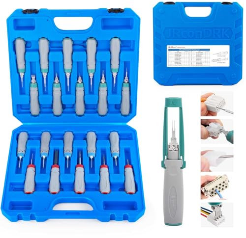 JRready JRconDRK21A20-01 Auspinwerkzeug Kit Neu Entriegelungswerkzeug Mit Schutzhülle Kompatibel mit Deutsch DT-Serie/MOLEX Micro-Fit-Serie/Metri-Pack-Serie/TE/AMP/Harting/WAIN D-Sub-Serie