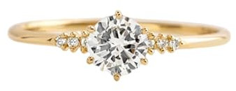 Grewod Eheringe 585er Gold Damen Elegant 6x6 MM Weiß Rund Moissanit Stein Trauringe Ringe Größe 52 (16.6)