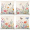 4 Stück Blumen Kissenbezug 40x40cm,Kissenbezüge Frühlings Blumen,Frühling Urlaub Kissenbezug Dekoration,Leinen Kissenhülle Blume Garten Schmetterlinge Und Vögel,Für Sofa Schlafzimmer Dekoration (C)