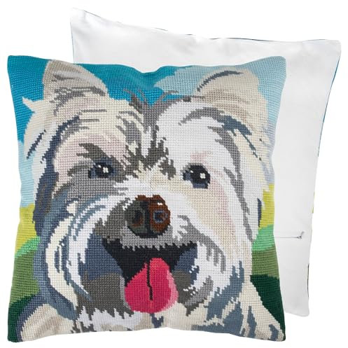 Trimits Halbstich Tapisserie Kreuzstich-Kissen-Set, inklusive Kissenrücken, vorbedruckte Leinwand, Faden und Nadel inklusive 40 x 40 cm (15,75 x 15,75 Zoll) - Westie-Hund