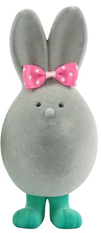 Generisch lustiges Osterei Ei beflockt mit Füßen und Hasenohren 23 cm hoch - Ostereier Osterhase in Eiform Deko Frühling Ostern - Farbe wählbar (grau blau)