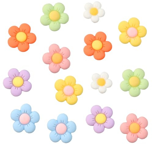 14 Stück Anstecker Blumen für Crocs,Chrysanthemum Blumen Schuh Charms,7 Farben Schuhanstecker,Bunte Niedliche Blumenform Charm für Damen Mädchen DIY Clogs Sandalen Schuhschmuck