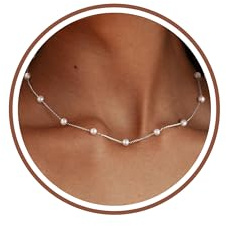 ZHESHY Gold Perlenkette Damen 14k Vergoldet Silber Halskette Weiße Perle