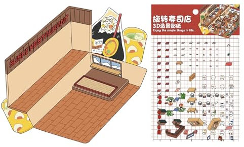 3D Aufkleber,3D Kindersticker Bastelset - Kreative Lustige Dekoaufkleber Zum Gestalten Deiner Miniatur Laden Szene Für Journaling & Notizbuch