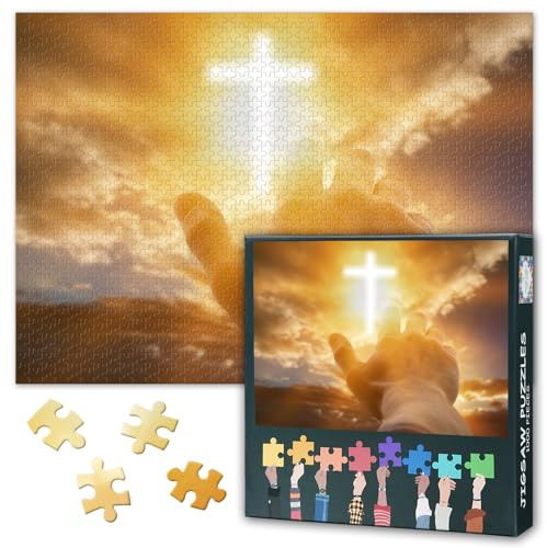Jesus Christus Puzzles - 1000 Teile Puzzle für Erwachsene, Hand Gottes Schwierige herausfordernde Puzzles für Erwachsene (27.5 „x19.7“), Familie Spielabend Geschenk (Christliche Religion Serie)