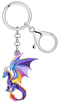 WEVENI Acrylique Cadeaux Dragon Fantaisie Porte-clés Dragon Violet Accessoires Porte-clés Dinosaure pour Femmes Filles Cool Stuff pour Garçons Ados