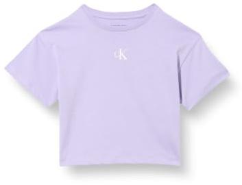 Calvin Klein Mädchen Ck Logo Boxy Lvcksja16g S/S T-Shirt, Purple (Soft Lavender 434-330), 16 Jahre