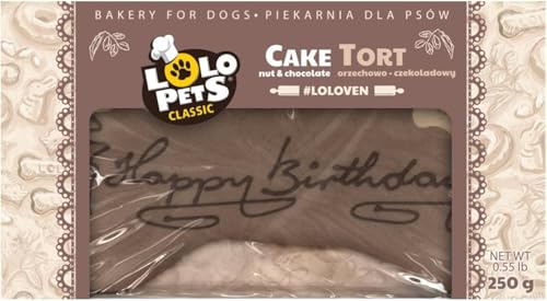 Dog Birthday Cake – Edible Bone-Shaped Treat with Natural Ingredients – Safe Colours – Handmade Decorations – Gift for All Dog Breeds & Sizes (250g, Happy Birthday Nut and Chocolate)