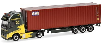 Herpa Truck Model Volvo FH GL XL Electric 40ft container semi-trailer truck Ancotrans/CAI, miniature at 1:87 scale, collector's item, made in Germany, plastic