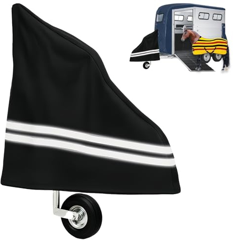 ANEELV Deichselabdeckung Pferdeanhänger Universal Deichselhaube | 600D Oxford-Gewebe, PVC-beschichtet, 4-Jahreszeiten-Schutz, Reflektorstreifen, Klickverschluss, für Pferde- & Wohnwagen.