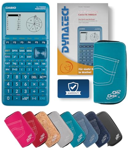 Casio FX-7400GIII Grafikrechner mit CalcCase Schutztasche und Fachbuch - Classic Set (Türkis)