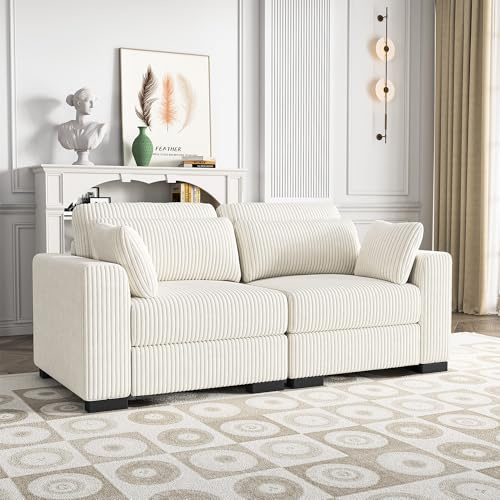 KOOPMAD 2-Sitzer-Sofa,zweisitzer Sofa,modulares Wohnzimmersofa mit Armlehnen,Modernes Sektionssofa,für Wohnzimmer Schlafzimmer,Einfache Montage, Beige
